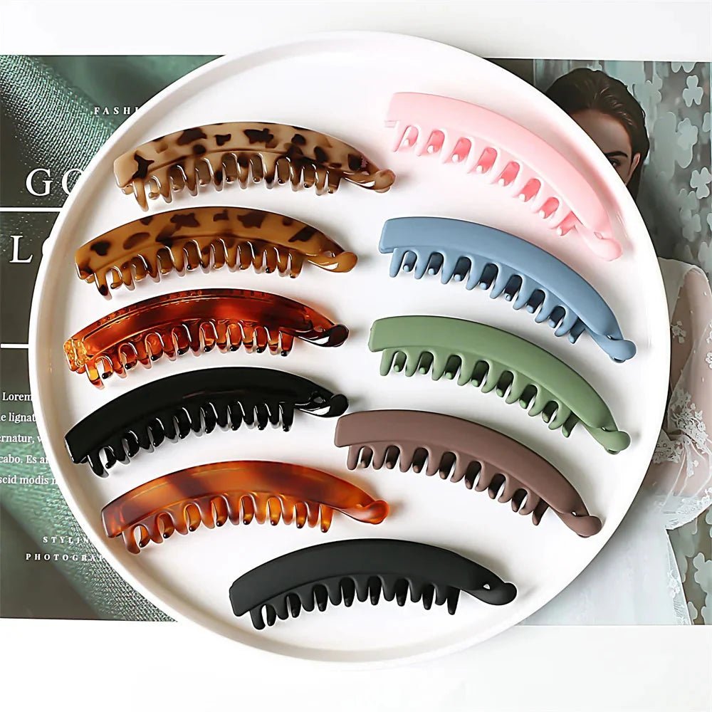 Frosted Solid Color Banana Hair Clips – Fashion Ponytail Barrettes & Hair Claws for Women - My Store